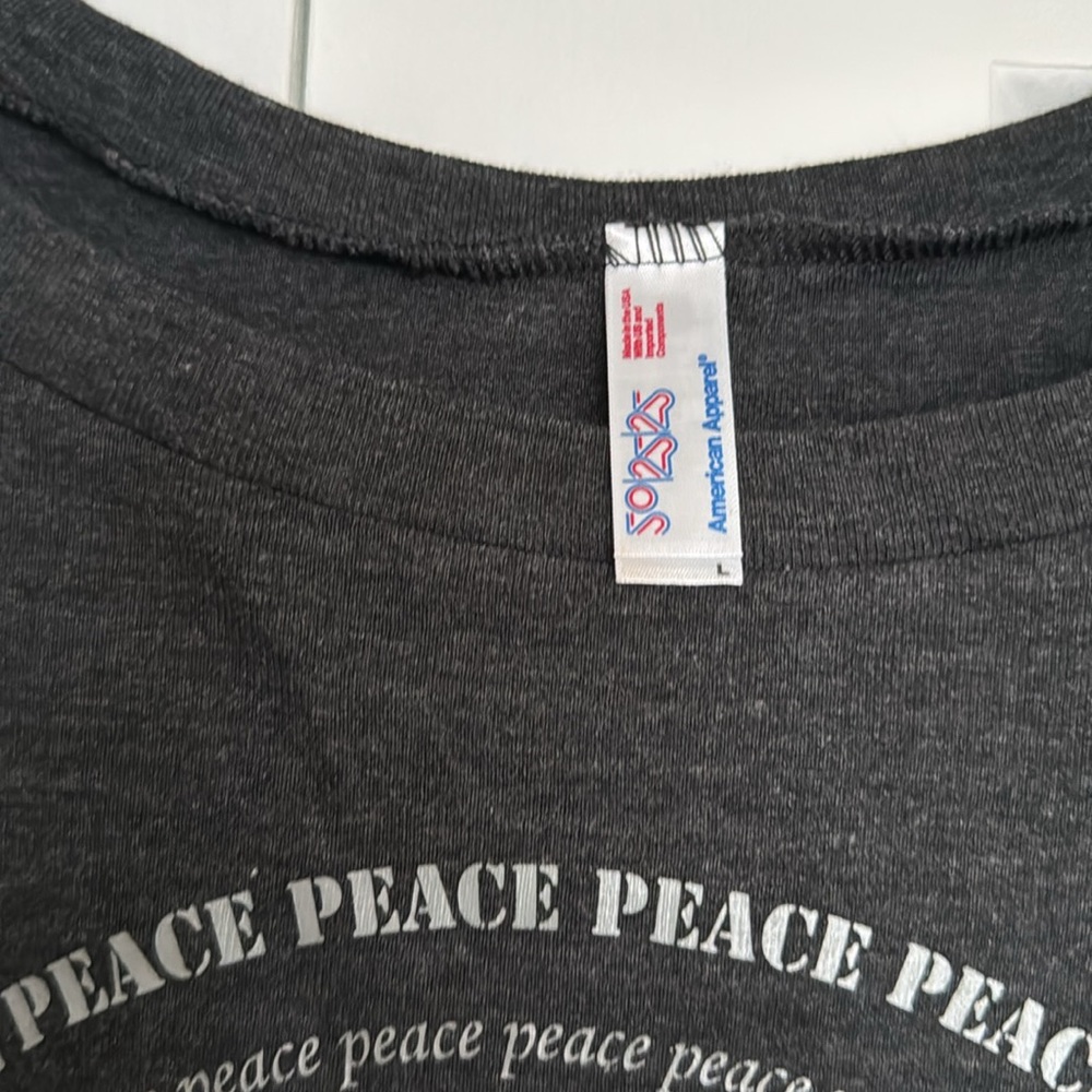 Black Peace Sign Women's Jersey Knitt Top size L - Picture 3 of 4